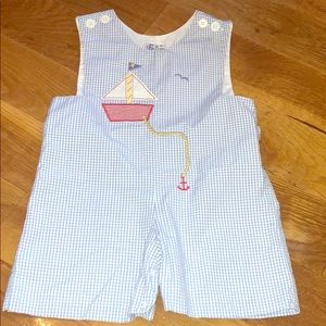 Boutique Applique Sailboat Boys Baby Jon Jon Sz 2